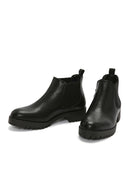 Women's Black Leather Casual Short Chelsea Boots | Derimod