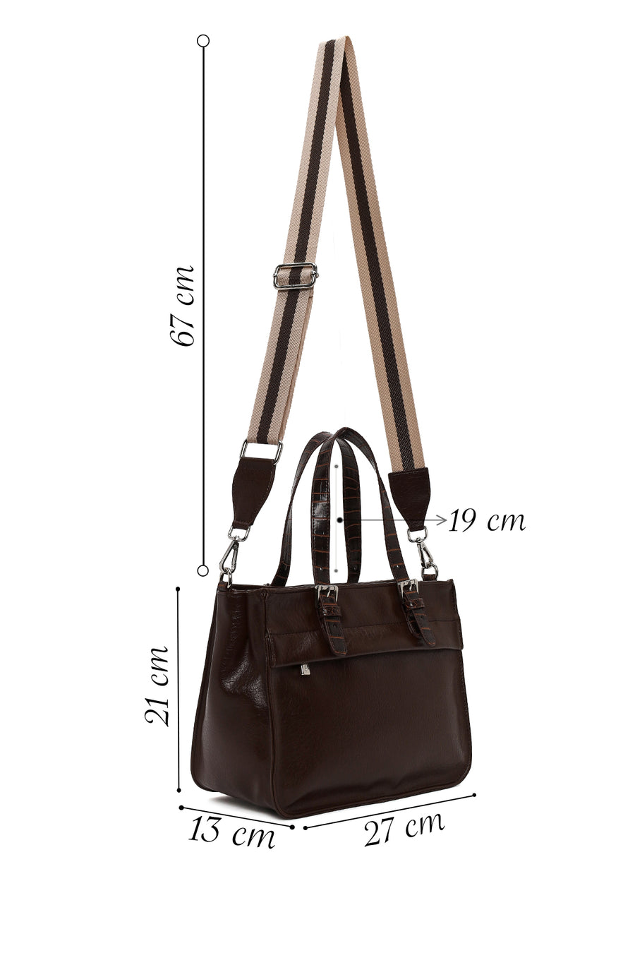 Woman Brown Long-Strap Shoulder Bag
