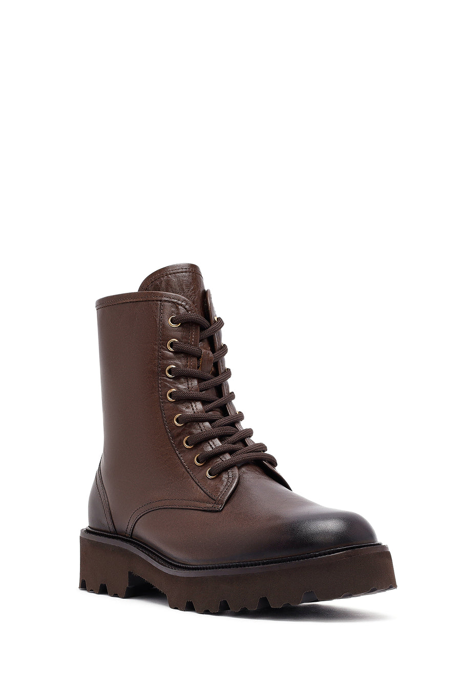 Woman Brown Zippered Leather Postal Boots