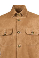 Osimhen Male Beige Suede Leather Shirt Jacket | Derimod