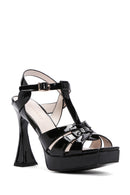 Women's Black Platform Heeled Ankle Strap Sandals | Derimod