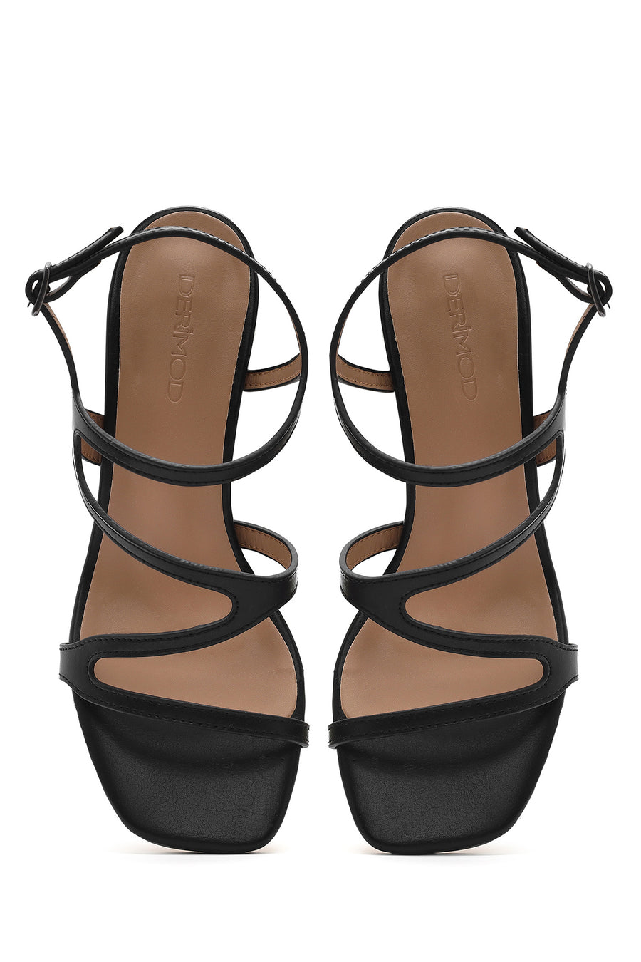 Women's Black Back Tie Thin Heel Sandals