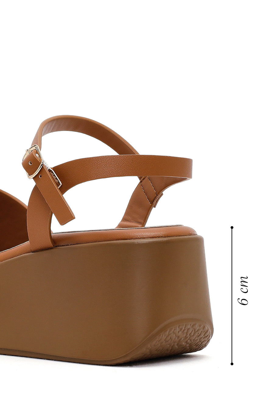 Women's Camel Ankle Buckle Platform Sandals