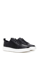 Men's Black Leather Printed Sneaker | Derimod