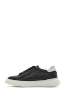 Men's Black Lace-up Thick-Sole Leather Sneaker | Derimod
