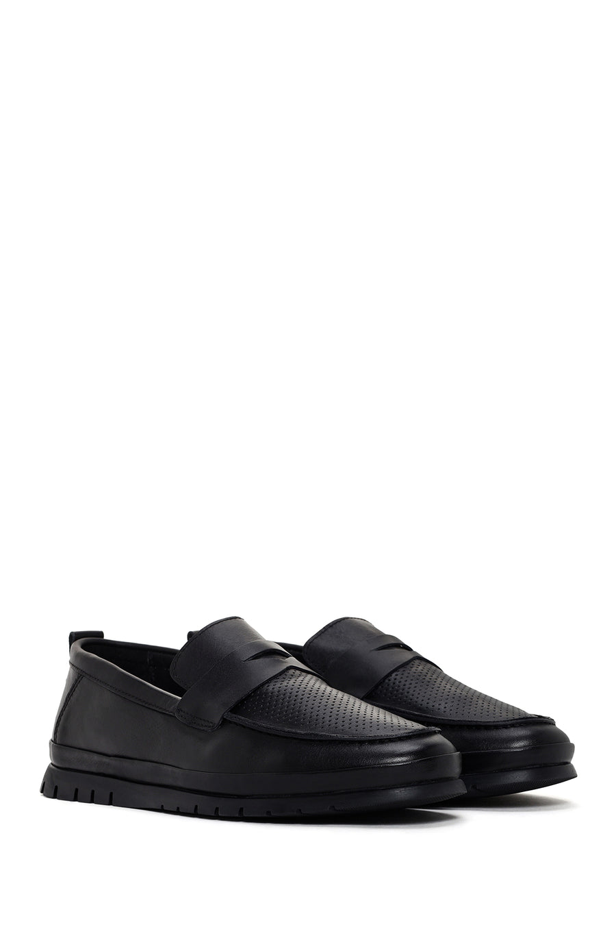 Men's Black Leather Casual Loafer