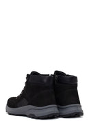 Male Black Zip Closure Thick-Soled Nubuck Leather Boots | Derimod
