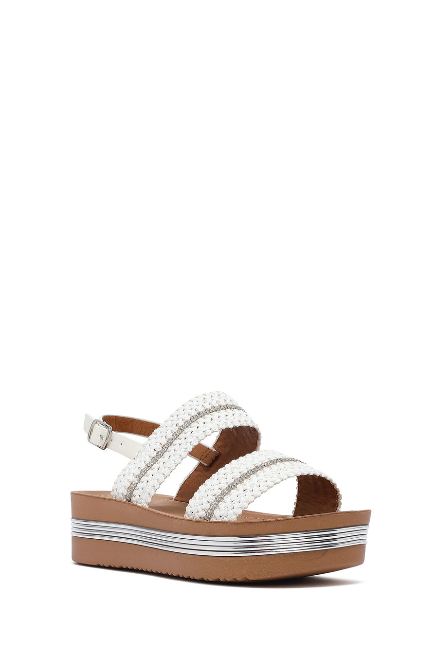 Women's White Thick-Soled Braided Sandals
