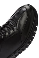 Derimod Fly Male Black Lace-Up Leather Casual Sneaker | Derimod