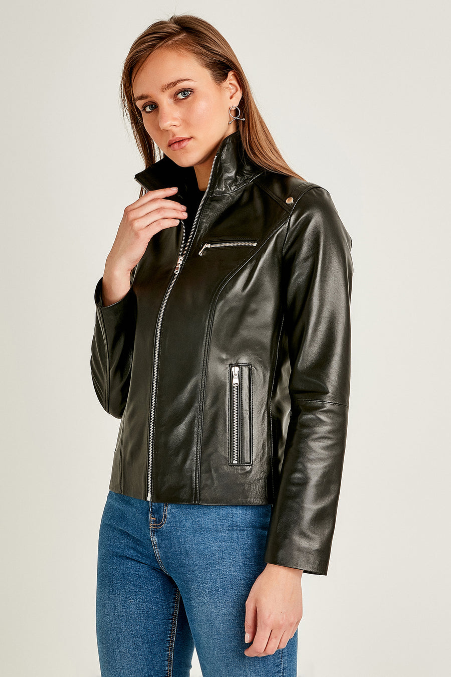 Claris Women's Leather Jacket 19SGE57931M | Derimod