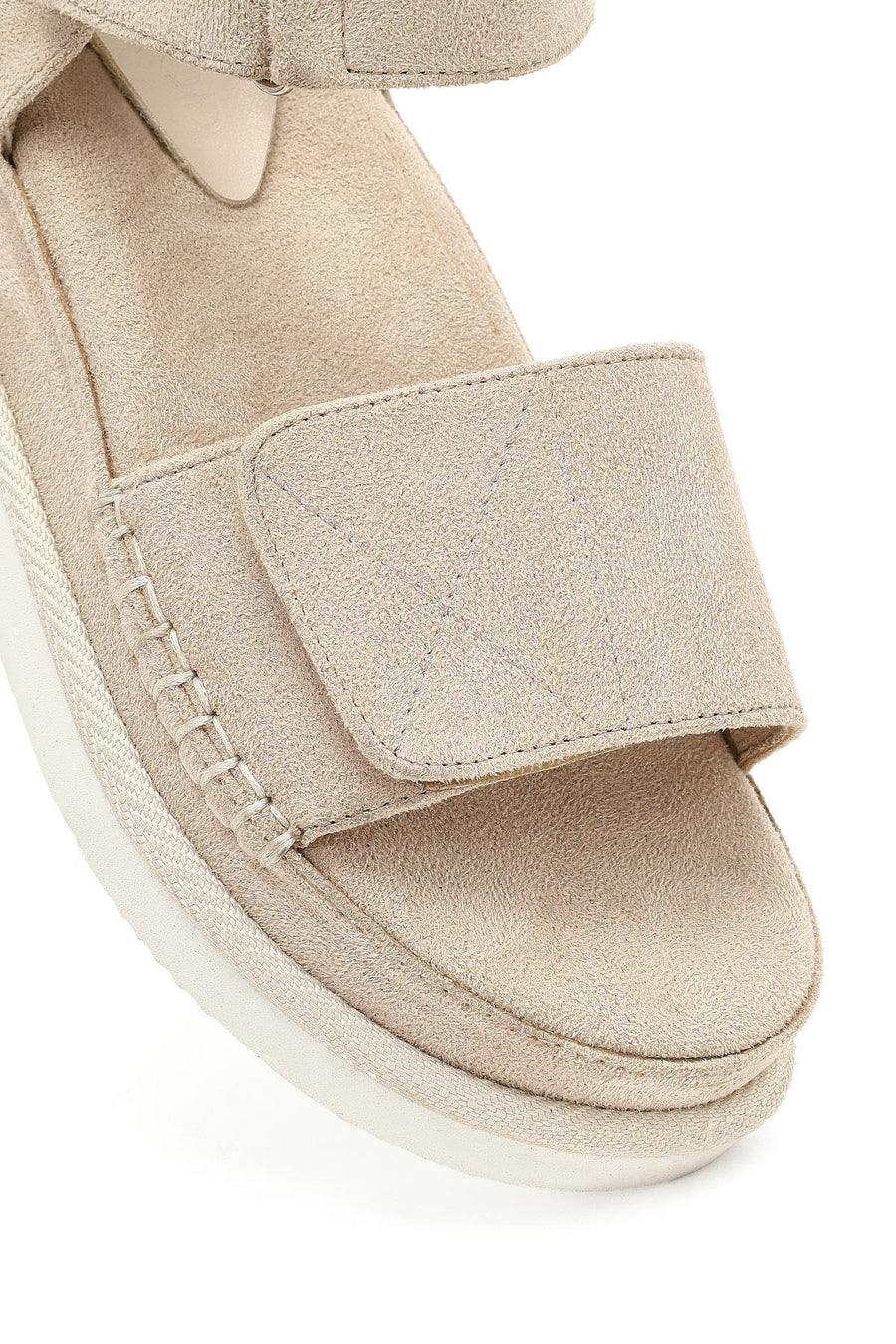 Women's Beige Thick-Soled Suede Sandals