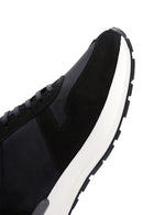 Men's Black Nubuck Leather Thick Soled Sneaker | Derimod