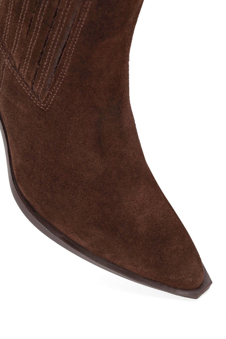Woman Brown Chunky-Heeled Suede Cowboy Boots