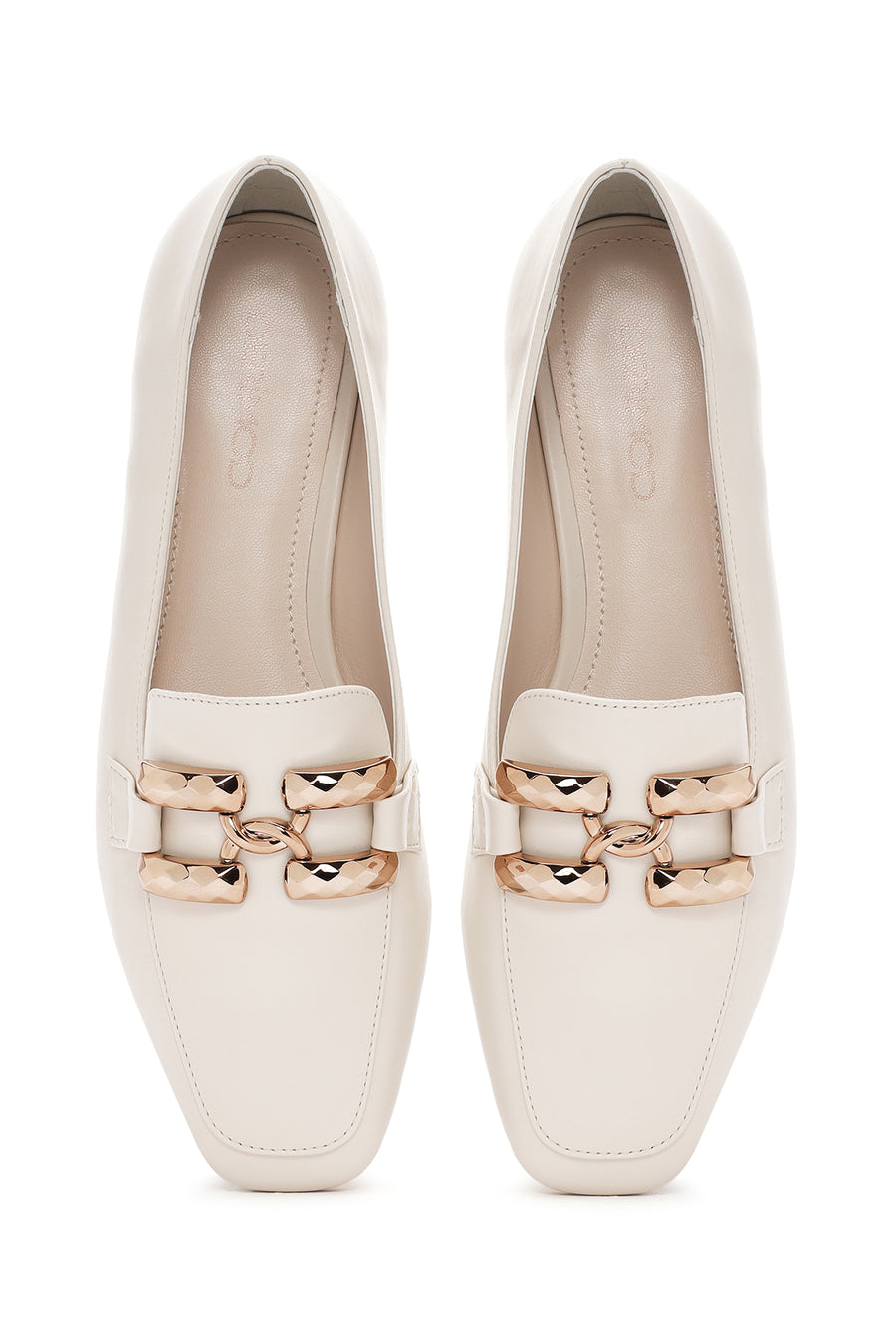 Women's White Buckled Masculine Loafer