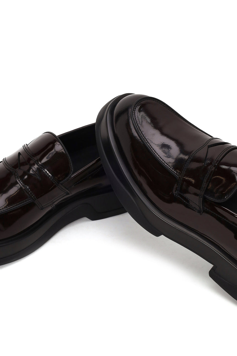 Male Burgundy Chunky-Soled Leather Loafer