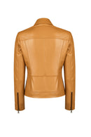 Loretta Woman Camel Short Leather Jacket | Derimod