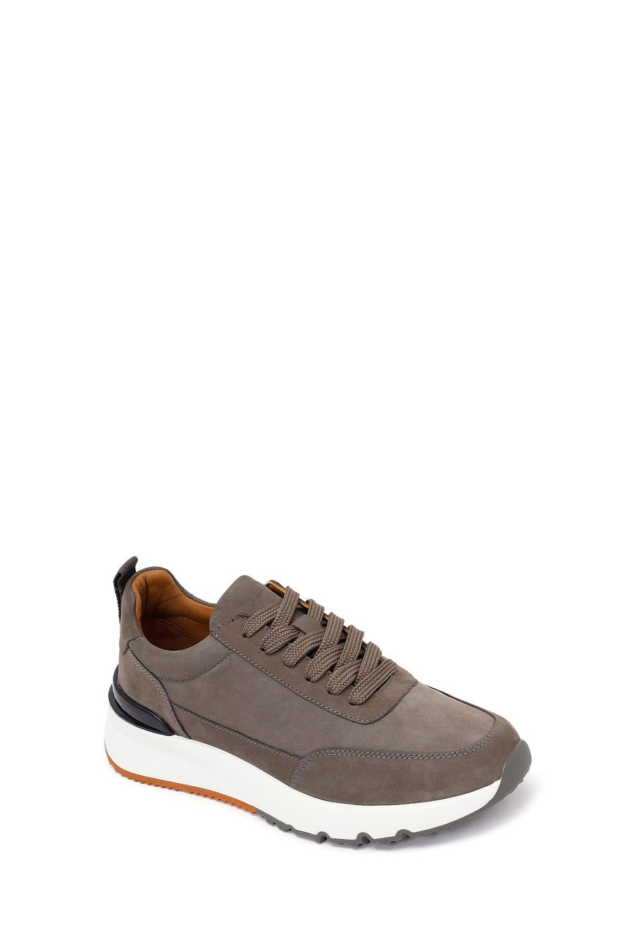 Erkek Gri Bağcıklı Kalın Tabanlı Nubuk Deri Casual Sneaker