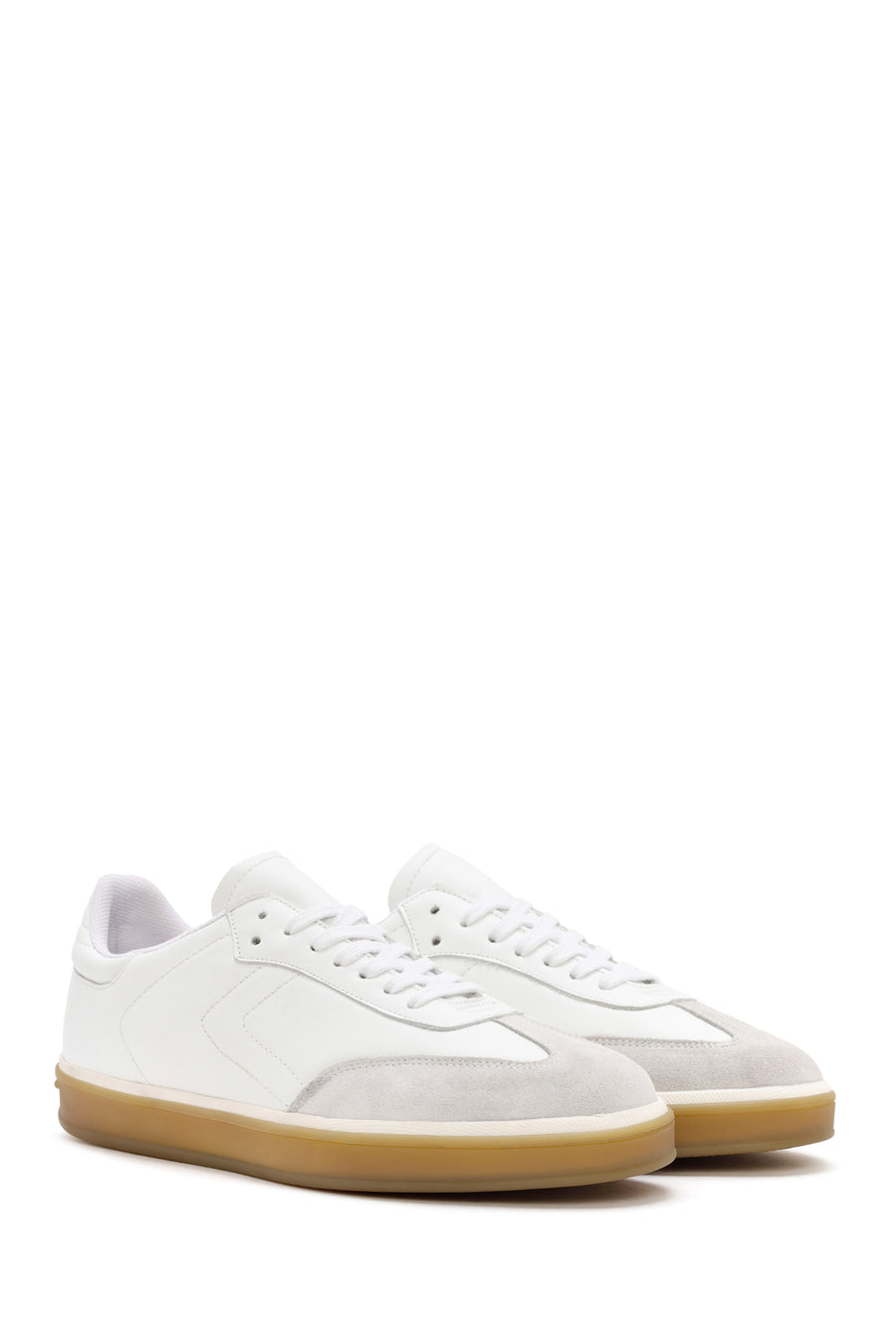 Men's White Lace-up Leather Sneaker