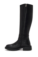 Woman Black Zip Closure Leather Boots | Derimod