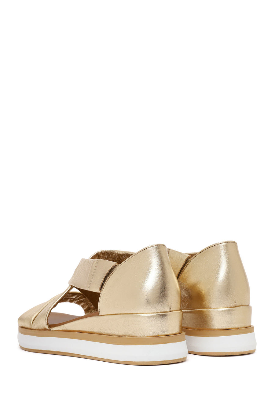 Women's Gold Thick Soled Leather Sandals