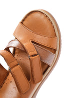 Women's Tan Thick Soled Leather Comfort Slippers | Derimod