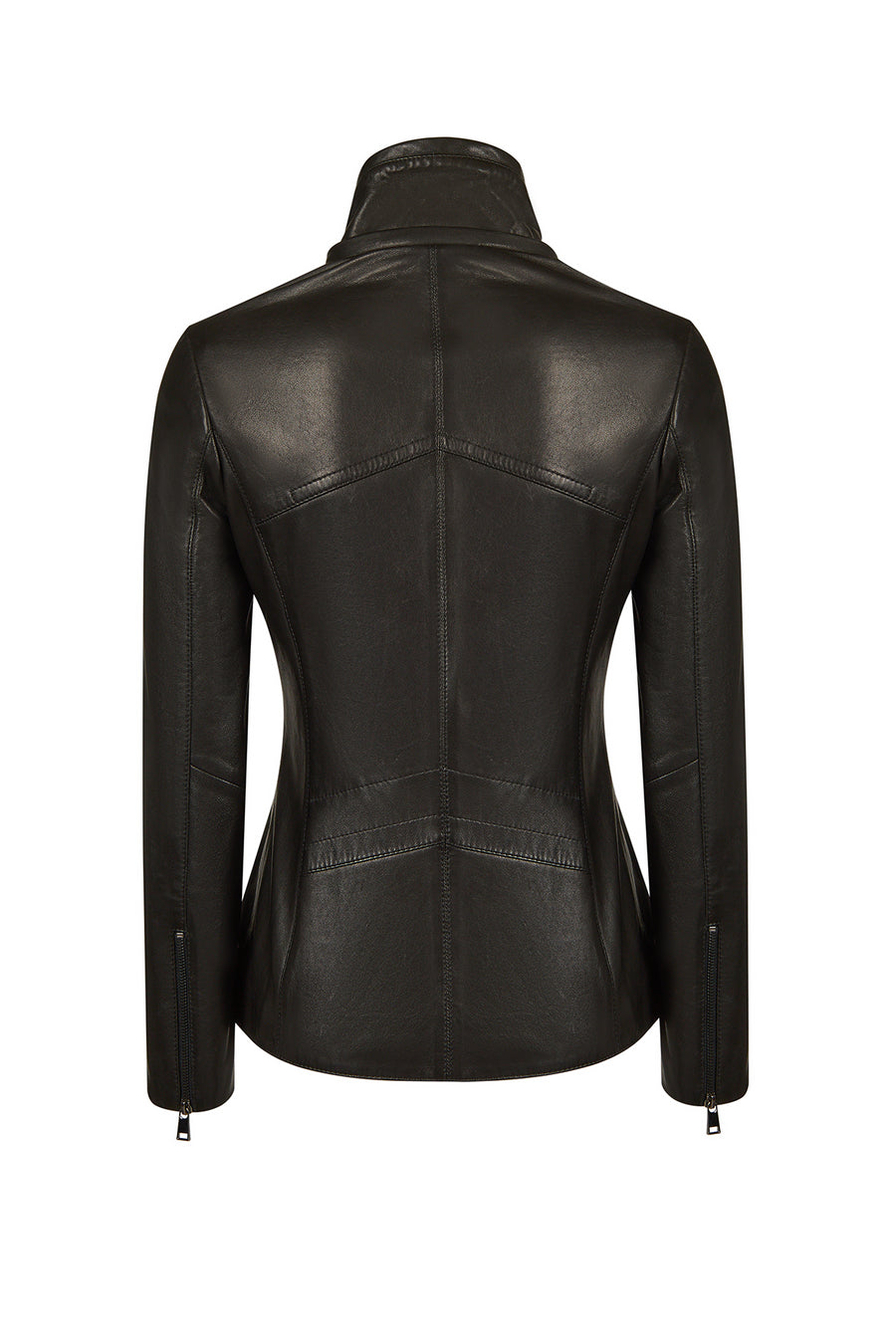 Audrey Woman Black Hooded Fur Leather Coats