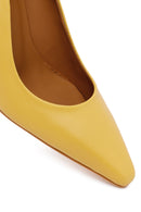 Woman Yellow Thick-Heeled Leather Stiletto | Derimod
