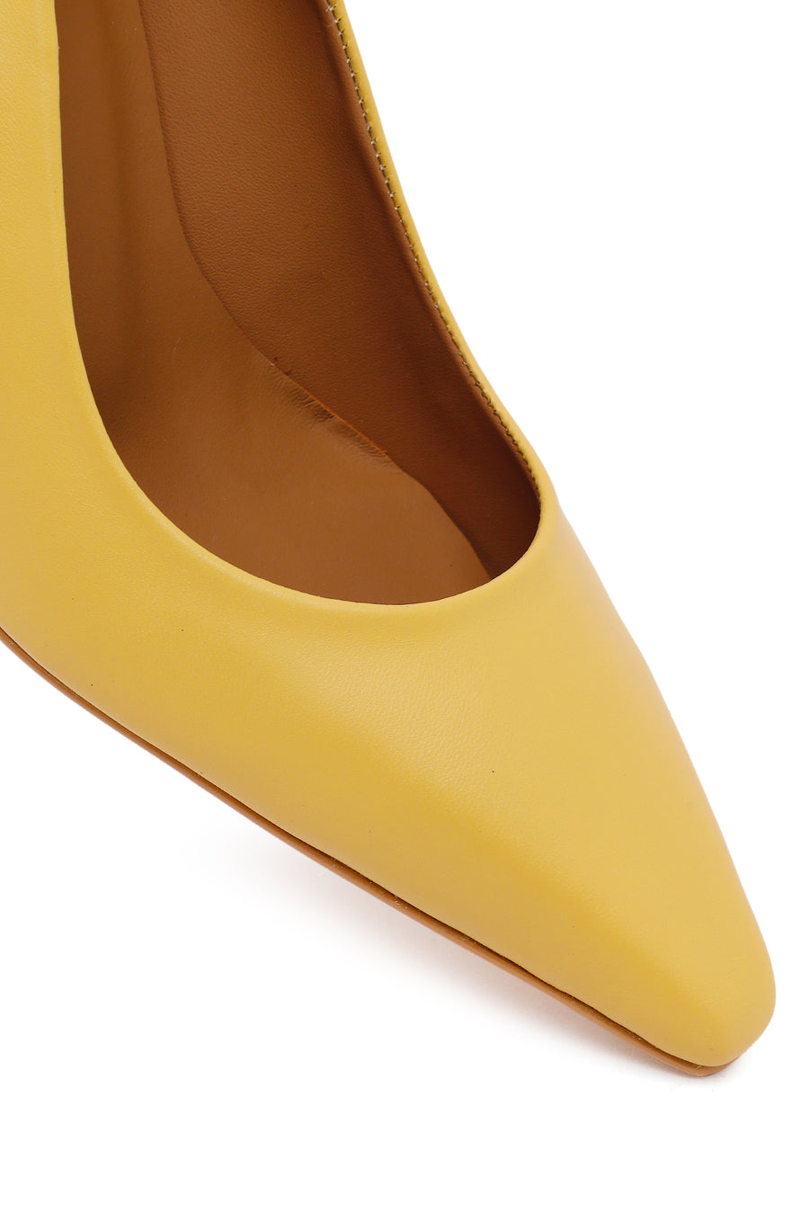 Kadın Sarı Kalın Topuklu Deri Stiletto