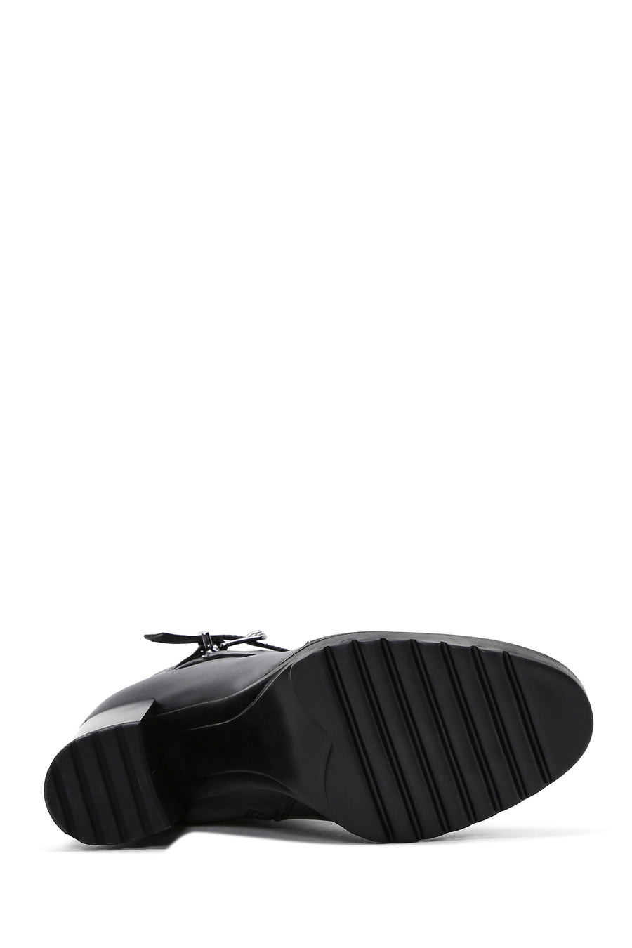 Women's Black Buckle Heeled Boots