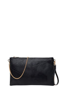Woman Black Chain-Strap Patterned Clutch Bag | Derimod