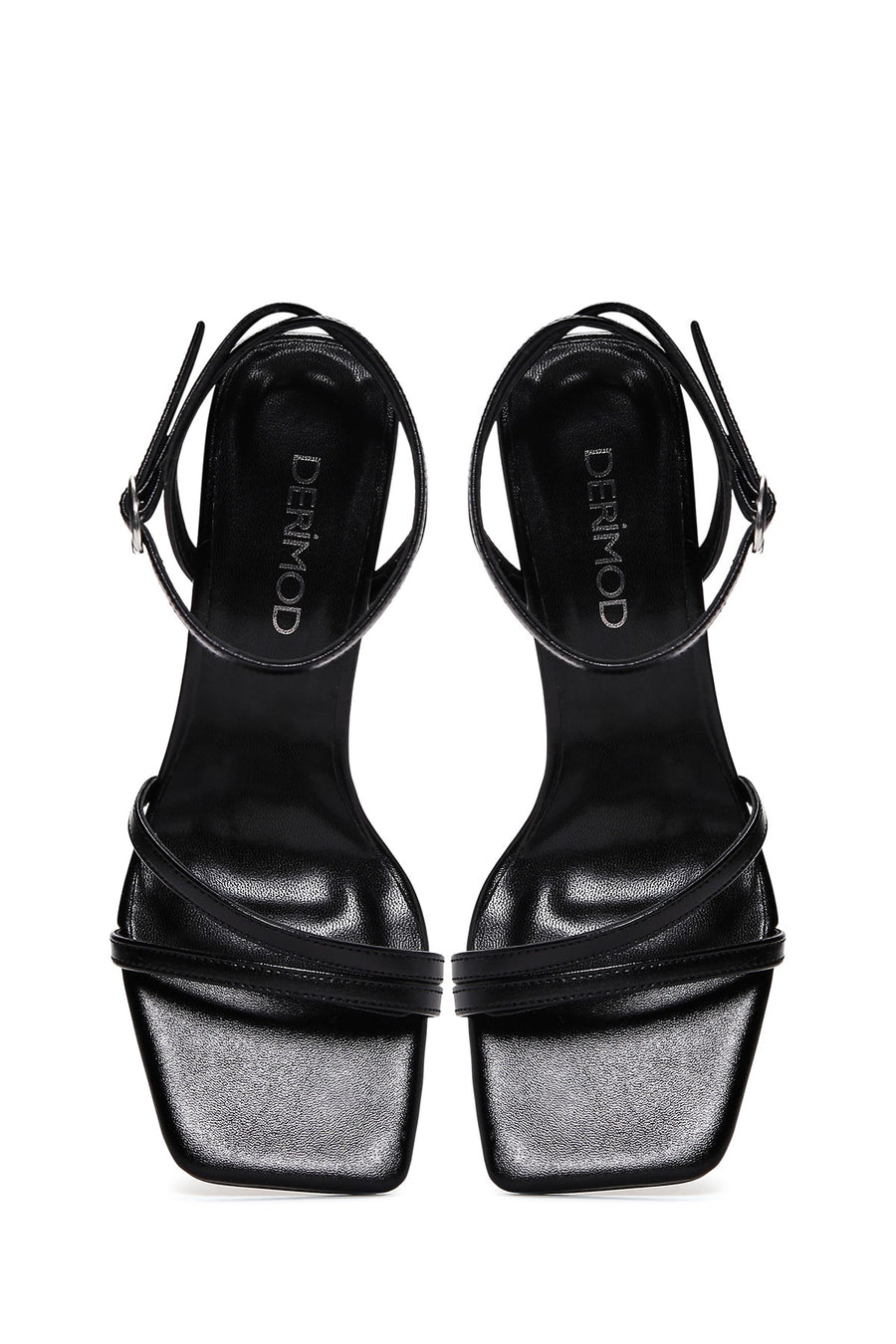 Women's Black Ankle Strap Heeled Sandals