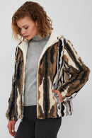 Cortina Women's Patterned Double-Sided Teddy Coat | Derimod