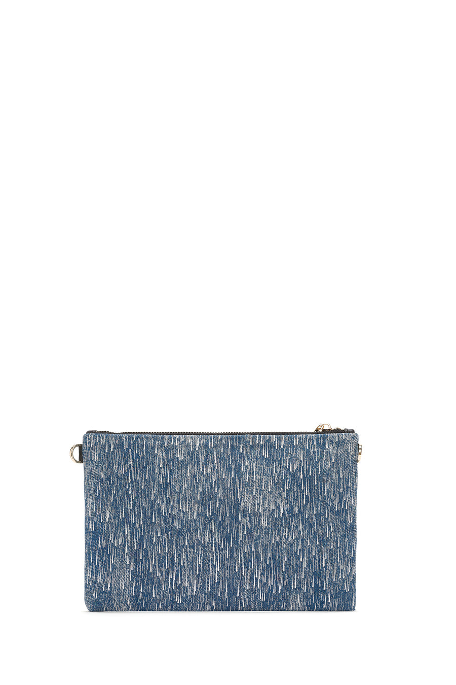 Women's Blue Long Chain Strap Jean Fabric Clutch Bag