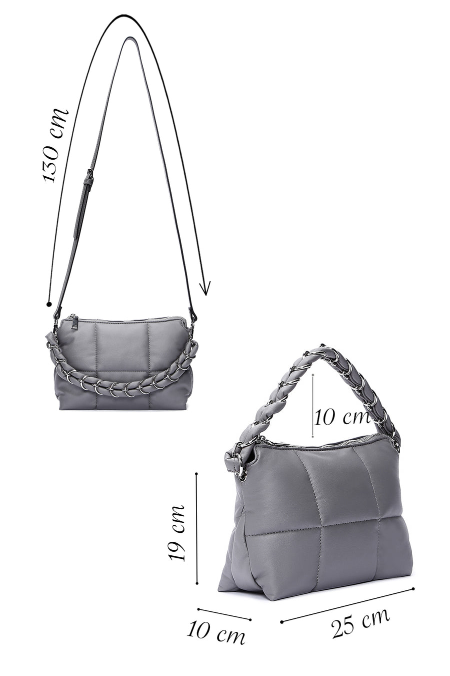 Women's Gray Quilted Crossbody Bag