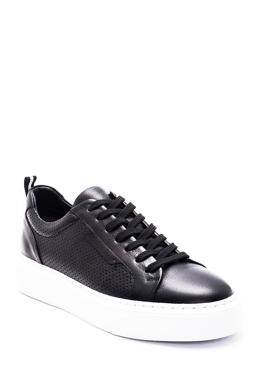 Men's Black Lace-up Leather Sneaker
