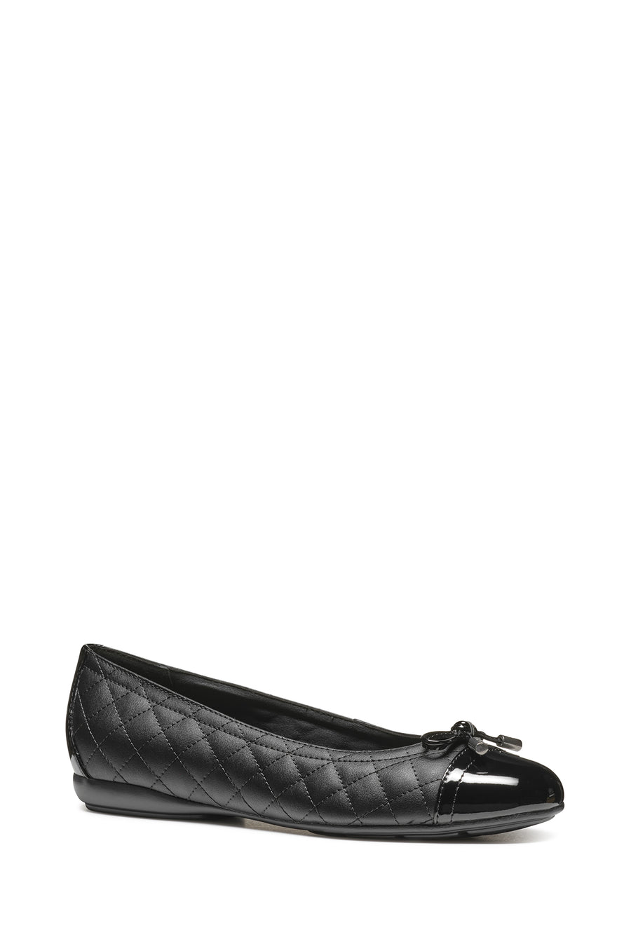 Geox Women's Black Annytah Quilted Patterned Leather Ballerina