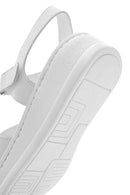 Kadın Beyaz Bantlı Kalın Tabanlı Deri Comfort Sandalet | Derimod