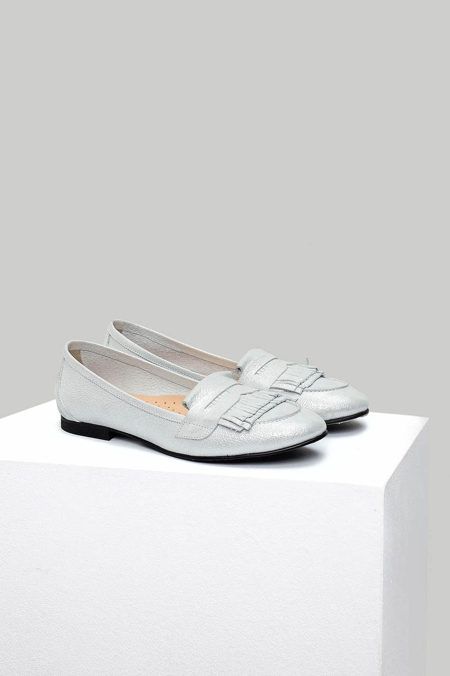 Gray Women's Leather Loafer