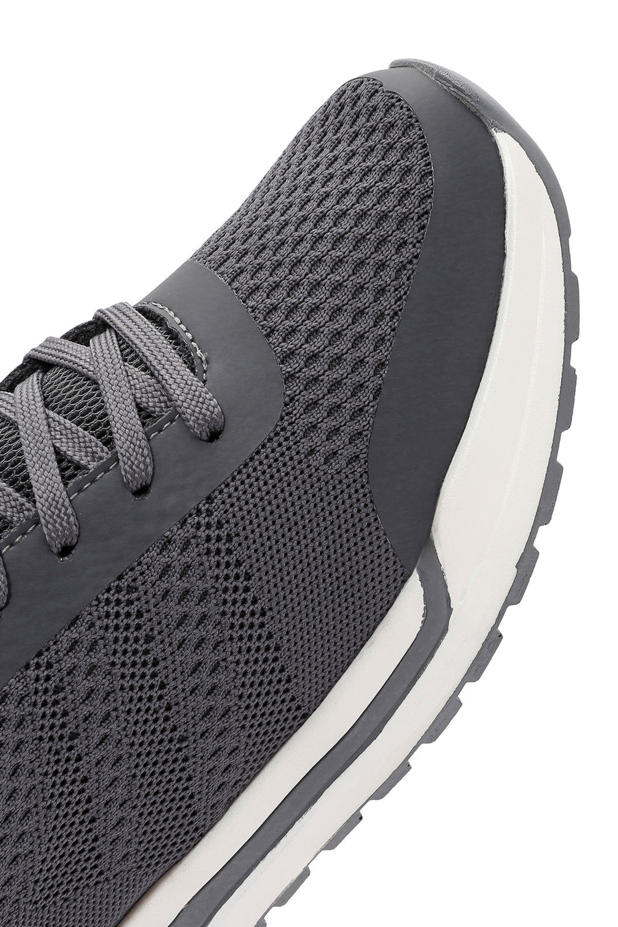 Men's Grey Lace-Up Fabric Sneakers