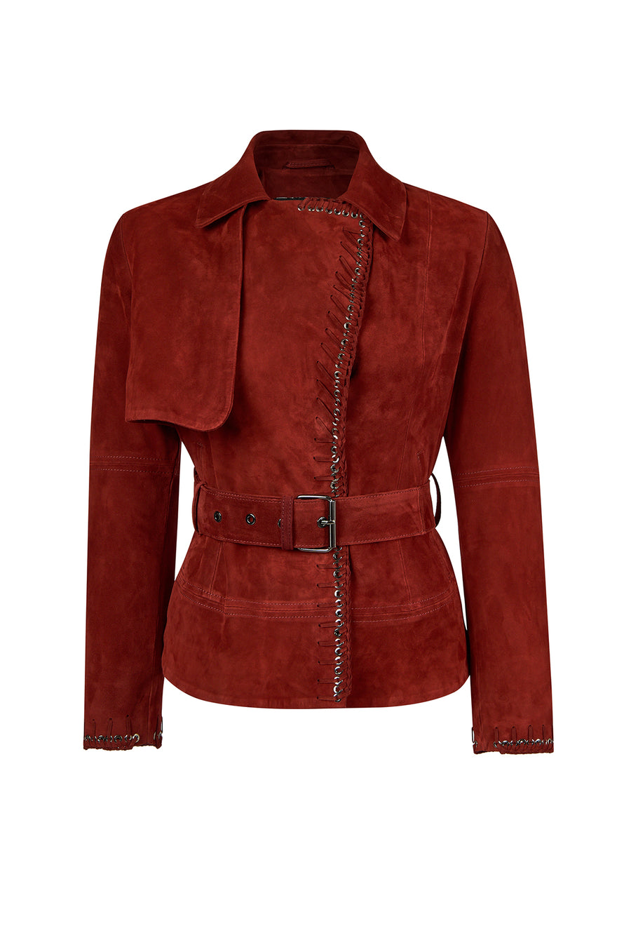 Patricia Woman Burgundy Biker Suede Jacket