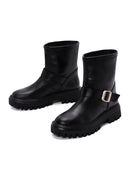 Women's Black Leather Buckle Boots | Derimod