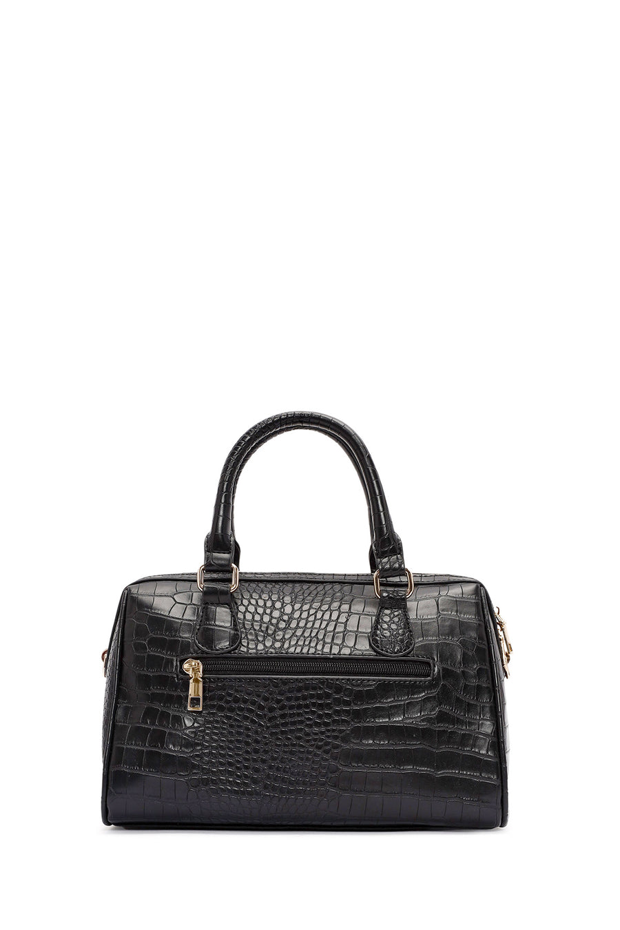 Women's Black Long Strap Handbag with Accessory Detail