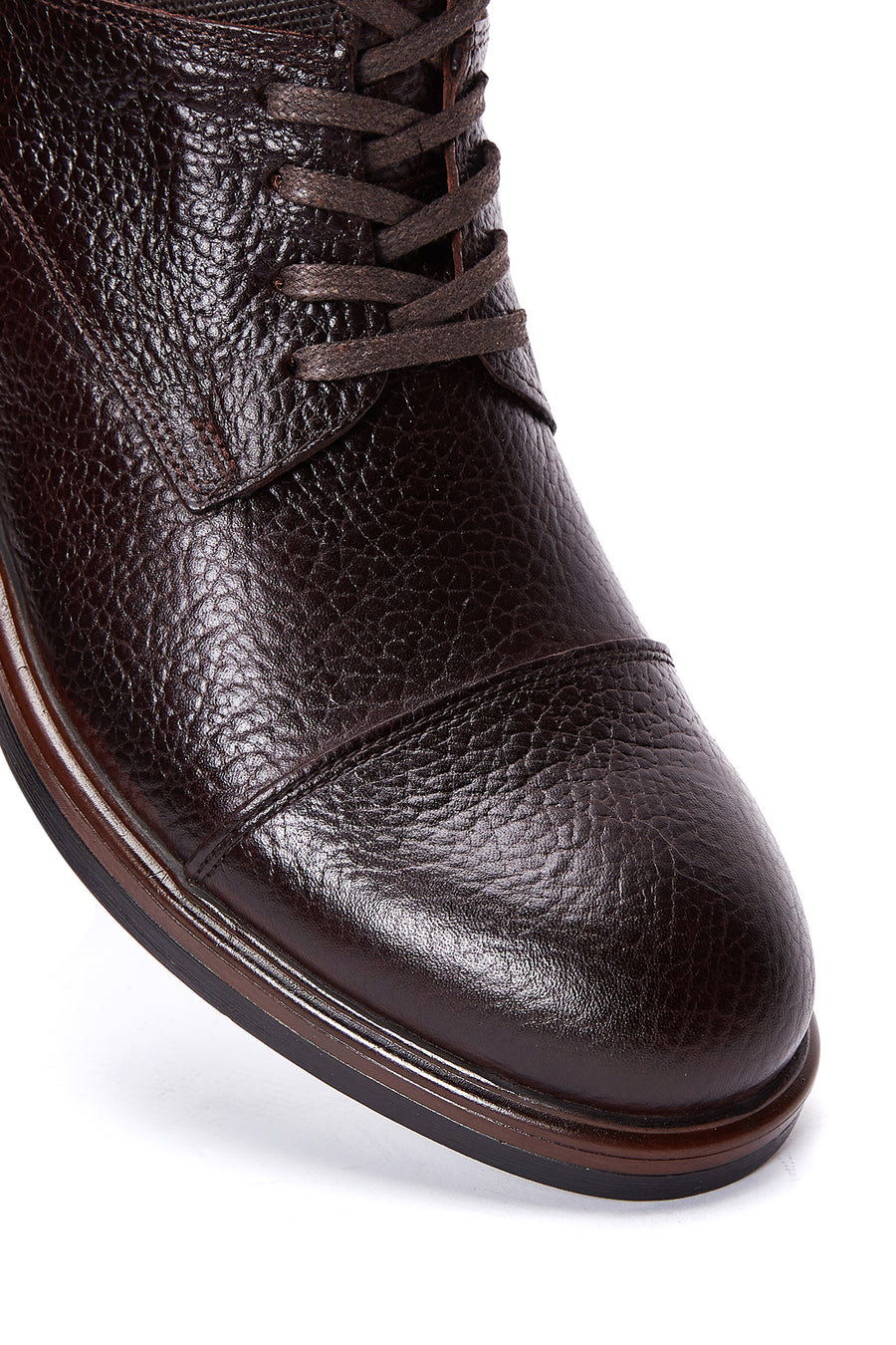 Men's Brown Leather Zippered Boots