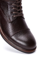 Men's Brown Leather Zippered Boots | Derimod