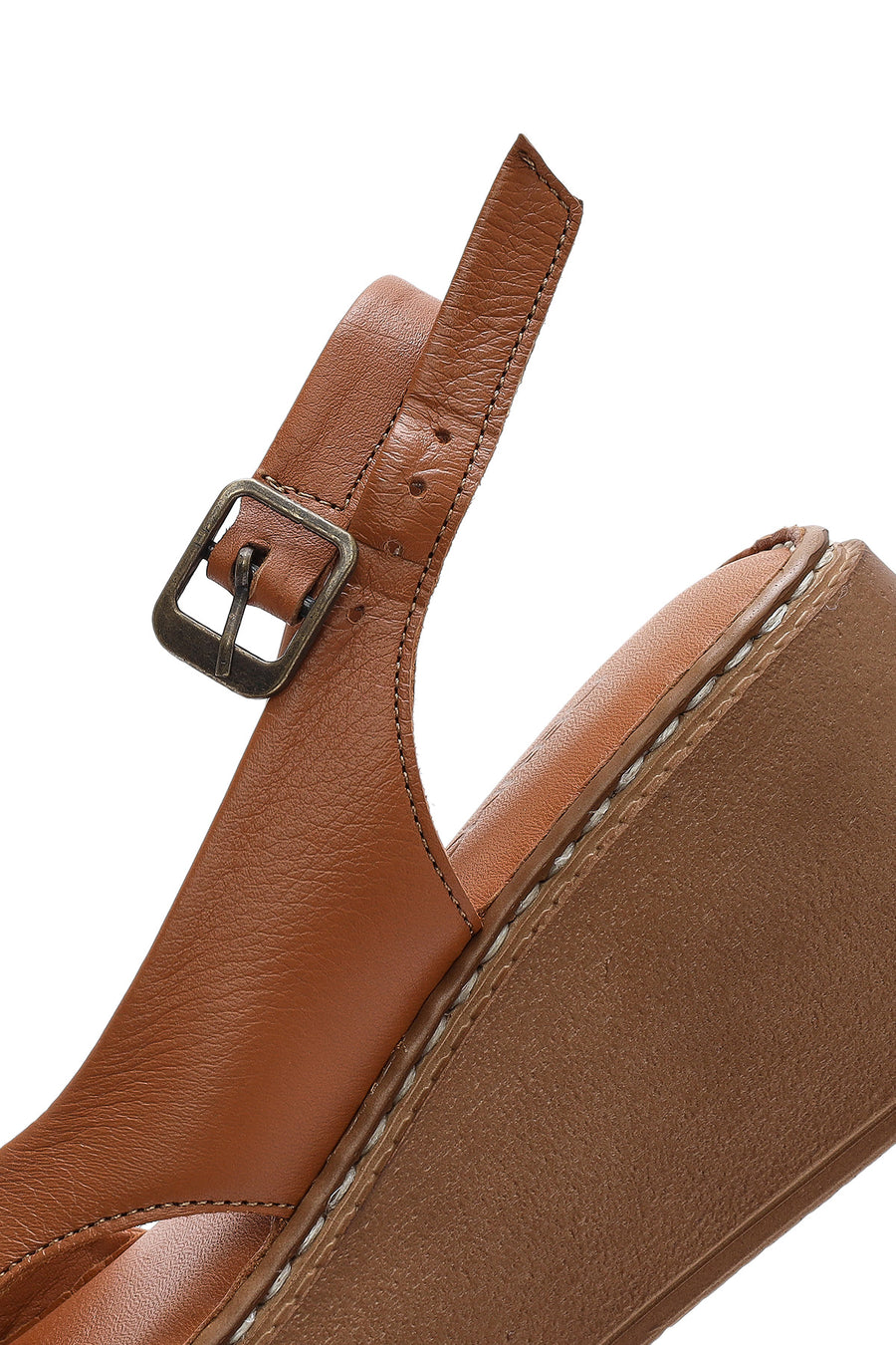 Women's Brown Thick Soled Leather Comfort Sandals
