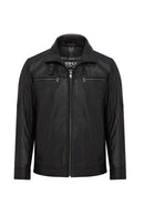 Mateo Men's Black Leather Jacket | Derimod