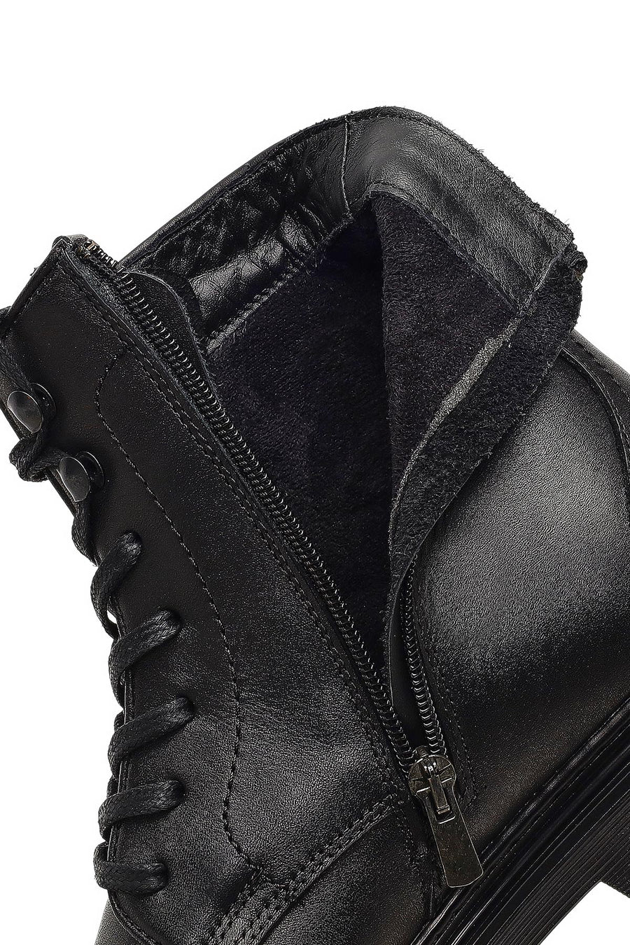 Men's Black Zippered Leather Casual Boot
