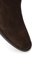Woman Brown Chunky-Heeled Suede Chelsea Boots | Derimod