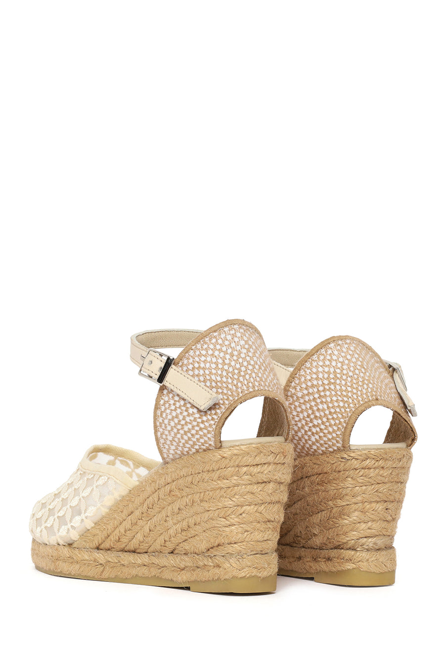 Women's Cream-Colored Ankle Buckle Platform Espadrilles