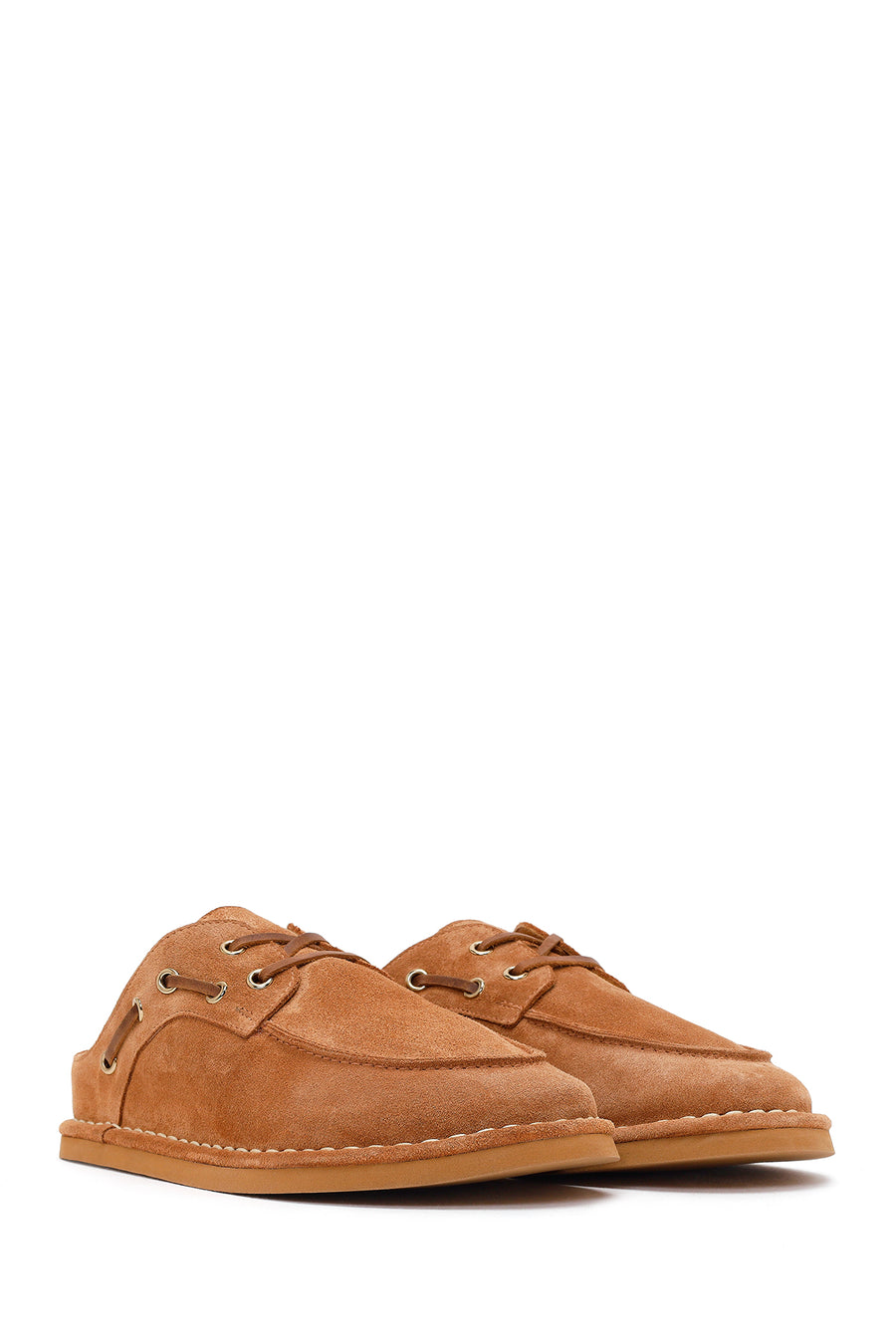Women's Camel Suede Leather Slippers